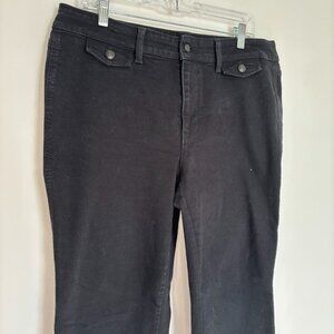 TALBOTS Trouser Jeans Womens 14W Black Straight Leg Stretch Faux Pockets Stretch